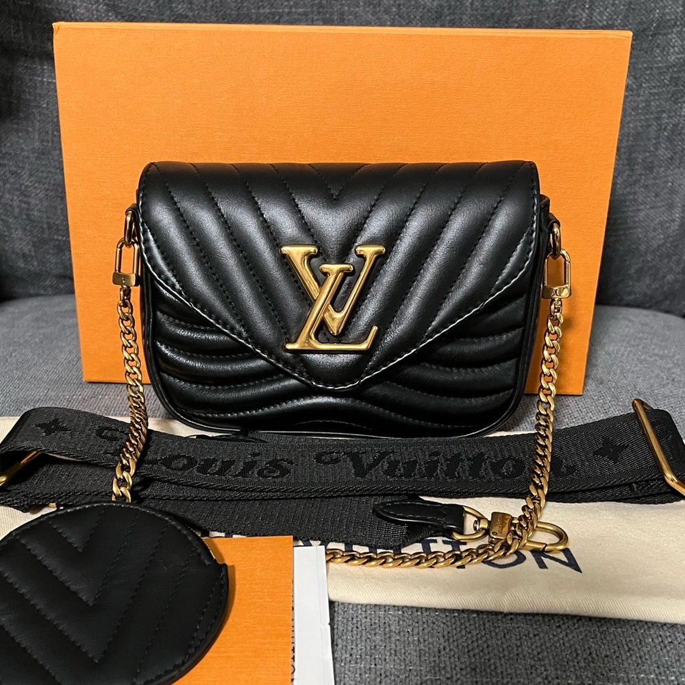 Louis Vuitton Black Quilted Crossbody Bag with Gold Hardware